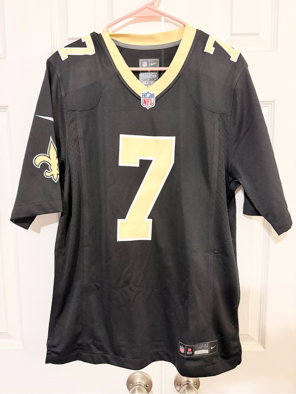 Nike Black and Gold #7 New Orleans Football Jersey